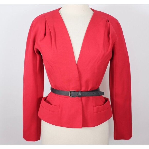 Christian Dior Paris 38 US 6 Bar Jacket red belted - Picture 1 of 11